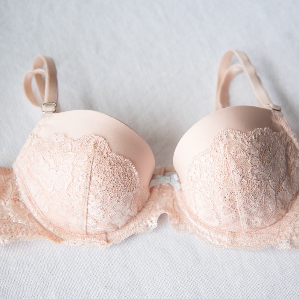 Pink with Silver Bow Dream Angels Demi Bra